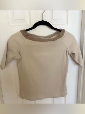 Pascline Paris Short-Sleeve Women’s Top with Raw-Edge Neckline